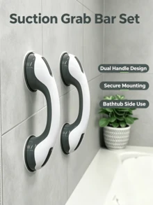 Drill-Free Suction Cup Bathroom Grab Bar, Non-Slip Shower Safety Handle, Portable Support Grip, Rental Bathroom Installation, Mobility Aid For Disabled, Bathtub Entry/Exit Support, Hotel Temporary Safety Rail - Multicolor - View 3