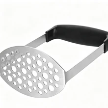 Stainless Steel Potato Masher, Black, 12 * 7 * 17 Cm-Ideal For Making Smooth Mashed Potatoes And Vegetable Purées - Black - View 5