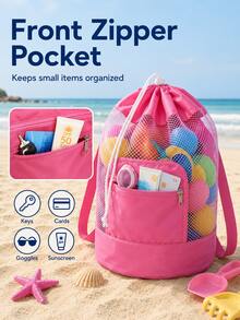 3pcs Colorful Foldable Shell-Shaped Storage Bags, Adjustable Mesh Beach Bags, Suitable For Picnic, Beach, Camping, Durable Fabric, Multi-Compartment Camping Gear Storage Bags, Eye-Catching Shell Design, Adjustable Shoulder Strap Beach Tote Bags - Multicolor - View 7