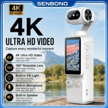 SENBONO 4K HD Video Recording Pocket Camera - 2000mAh Battery, 180° Rotating 1.9-Inch Screen, Webcam, USB-C Charging Port, Mini Audio-Video Compact Camera, Outdoor Sports Camera, Suitable For Outdoor Sports, Cycling, Travel And Other Scenes - View 1