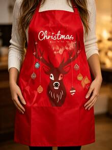 Unisex Christmas Apron 60 X 80 Cm, Featuring Santa Claus, Reindeer, Snowflake And Christmas Tree Patterns, Adding A Festive Atmosphere To Your Home, Christmas Party, Gathering And Kitchen - Multicolor - View 7
