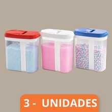 Kit 3 Porta Sabão Com Tampa Plástico Resistente Organização Lavanderia (Cores Sortidas) - Em pó - Visão 7