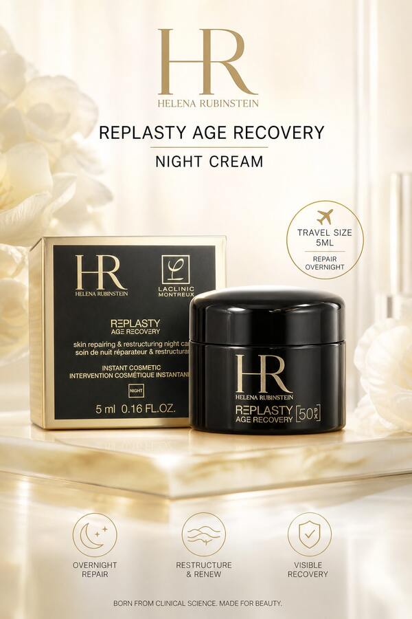 HR Helena Rubinstein Re-Plasty Crema de Noche Reparadora y Reafirmante 5ml Tamaño de Viaje, Hidratante Facial Antienvejecimiento Reparadora y Reafirmante, Producto de Cuidado de la Piel de Prueba Mini