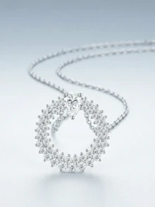 1 pieza Collar de Plata de Ley 925 con Moissanita Color D, Joyería Elegante y de Lujo, Regalo Adecuado para Compromiso, Boda, Aniversario, Cumpleaños, Navidad - Plateado - Ver 6