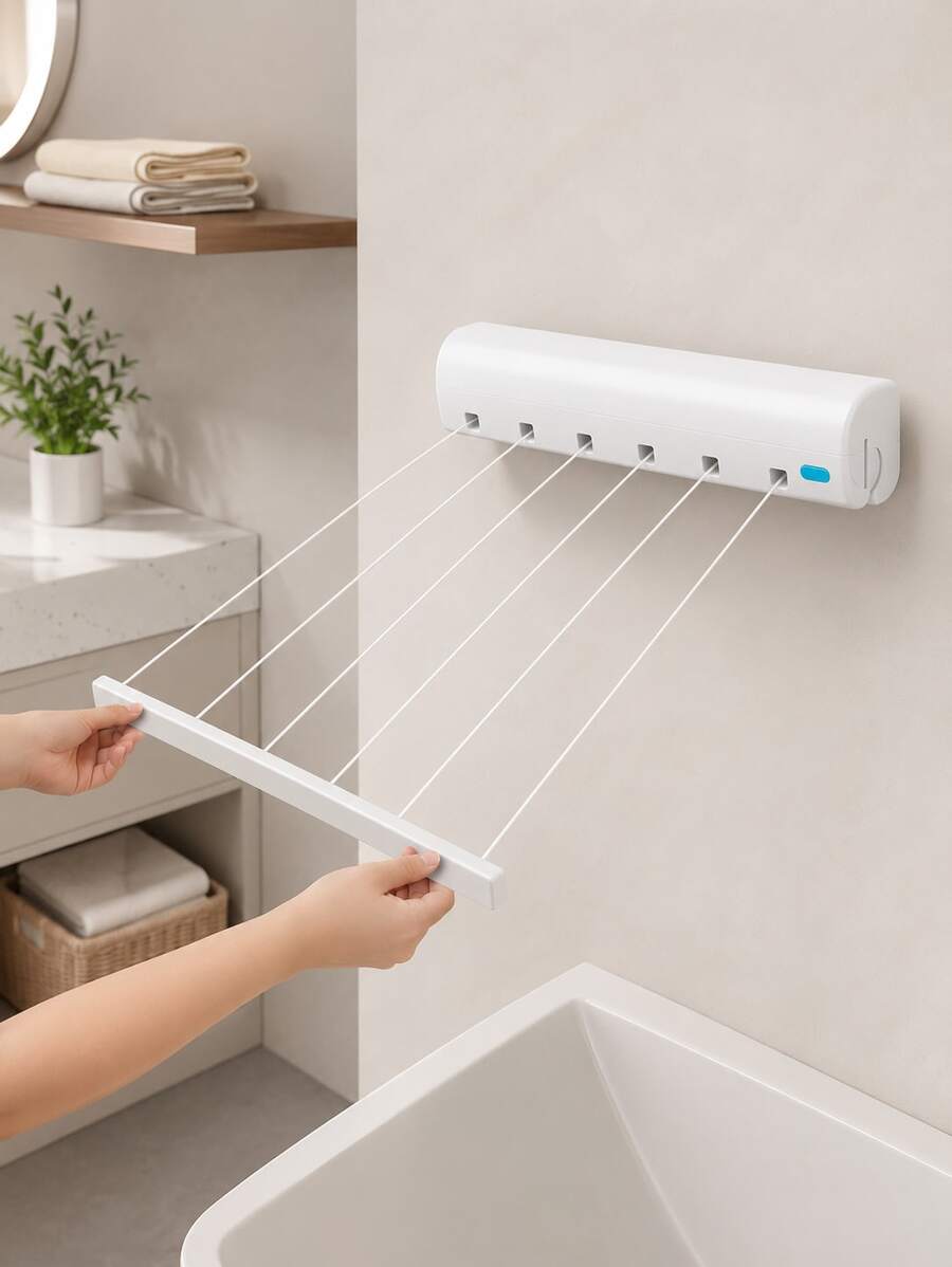 Varal Retrátil 5 Cordas 4,1m de Parede Automático Secalux - Branco - Visão 1