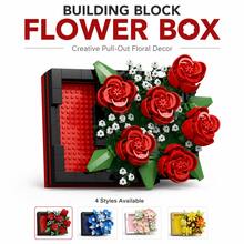 687+PCS Floral Bouquet Building Block Set, Creative Pull-Out Flower Box Brick Model, Adult Desktop Display Decor, Home Shelf Decoration, 4 Styles - Building Block Flower Box - View 4