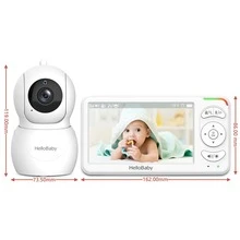 HelloBaby No WiFi 5.0 Inch Video Baby Monitor 355°/120° Remote Pan Tilt 2x ZoomCamera With Long Battery Life Lullaby Camera Protection Detection - White - View 2