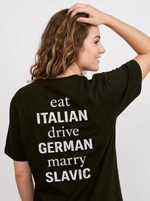 Eat Italian Drive German Marry Slavic T-Shirt, Heritage Pride Tee, herrkläder,,M.J - Svart - Visa 2