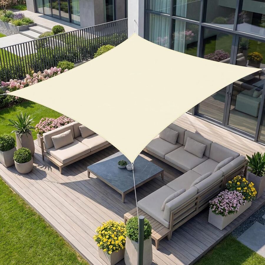 Rectangular Outdoor Patio Sun Shade Sail, Curved Edge 95% UV Protection Sun Canopy, Suitable For Patio, Backyard, Courtyard - Multicolor - View 1
