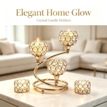 WAXJJDW Gold Crystal Tea Light Candle Holder 5pcs Set, Elegant Tabletop Centerpiece Decor, Luxury Crystal Candle Holder Decoration, Suitable For Wedding, Bridal Shower, Dinner Party, Home Tabletop Decor, Housewarming Gift - Classic European Candlestick - View 6