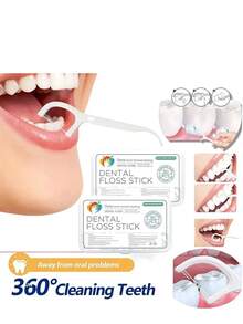 Kit 300un Fio Dental Individual Descartavel Com Haste Floss Pick Sem Sabor - Multicolorido - Visão 9