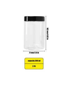 1-6Pcs/Set Clear PET Storage Jars With Lids, 50-500ml Empty Plastic Makeup Containers And Organizer Jars - Black - View 20