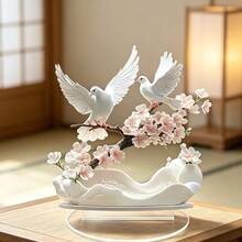 1pc Cherry Blossom And Pigeon Transparent Acrylic Stand, Gentle Healing Home Desk Vanity Atmosphere Desktop Decor - A-cherry Blossoms and Pigeons - View 3