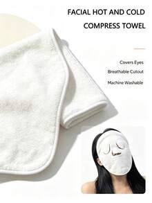 1/2pcs Facial Cold Compress Towel, Cooling Mask, Relieve Fatigue, Aid Sleep, Hot Compress Face Mask, Facial Towel, Beauty Salon Mask Towel, Three-Hole Ear Loop Design, Facial Steam Cold/Hot Compress Towel, Reusable Cold/Hot Compress Facial Towel, Suitable For Daily Use, Ice Compress Eye Mask, Soothing Ice Compress Eye Mask - Multicolor - View 1