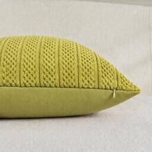1 PC Decorative Pillow Case Soft Corduroy Solid Color Square Pillow Cover Bohemian Striped Windmill Patchwork Texture Cushion Cover Suitable For Sofa Car Bed Living Room - Sprout Green - View 5