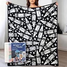 DIY 24-Color Coloring Blanket With Markers, Washable Velvet Creative Handmade Painting Blanket, Suitable For Holiday Art Activities - A - View 16