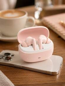 Bright Pink Bluetooth 5.4 TWS In-Ear Earbuds, Ergonomic Lightweight Skin-Friendly Ear Tips, 13MM Large Driver, Hi-Fi Stereo, 10m Stable Signal, Suitable For Commuting, Studying, Fitness, Travel, Cute Aesthetic Accessory, Perfect Birthday Gift - View 3