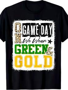Am Spieltag tragen wir ein grün-goldenes Spirit-T-Shirt - Vintage-Optik mit Grafikdruck, weiches, atmungsaktives 220 g/m² schweres Material, Unisex-Rundhals-T-Shirt mit normaler Passform für das Spieltags-Outfi - Schwarz - Übersicht 1