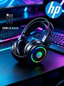 HP Auriculares para juegos H100 con iluminación RGB dinámica multicolor, audio envolvente, micrófono con cancelación de ruido nítida, diadema adaptable, conmutación de modo dual, compatibles con PC y dispositivos móviles (edición estándar en negro) - Edición estándar negra - Ver 5