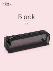 Estojo de Lápis de Malha Mellora, 3 Cores Disponíveis (Preto/Branco/Cinza), Bolsa de Papelaria com Zíper de Malha Transparente Leve, Bolsa de Armazenamento Portátil Retangular Única, Adequada para Organização de Ferramentas de Escrita Diárias em Casa e Escritório - Vários estilos - Visão 13