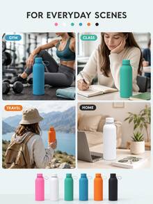3/1pc Portable Sports Water Bottle With Handle Loop, Lightweight Solid Color Reusable Drinking Bottle, Suitable For Gym, Hiking, Yoga, Travel, Office, School, Outdoor Activities, Workout And Daily Hydration, Fashion Fitness Accessory, Unisex - Multicolor - View 10