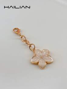 HAILIAN Multi-Style Sakura Floral Chain Bag Charm Set, Rhinestone Pearl Enamel Flower Keychain Pendant For Purse Decor & Friendship Gift - White - View 12