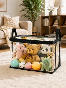 1 buah Tas Penyimpanan PVC Transparan Lipat, Tas Penyimpanan Boneka Transparan, Tas Organizer Boneka Plush Kapasitas Besar dengan Pegangan, Kotak Penyimpanan Boneka Plush Transparan, Kotak Penyimpanan Boneka PVC Transparan Anti Debu, Cocok untuk Boneka Plush, Pakaian, Buku, Penyimpanan Kamar Anak - MultiWarna - View 2