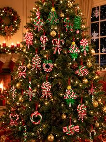 32pcs/Set Dekorasi Permen Lolipop Natal, Ornamen Pohon Natal Permen, Dekorasi Gantung Permen Tongkat Mini Warna-warni, Liontin Mint dari Tanah Liat Polimer, Cocok untuk Dekorasi Rumah Pesta Pohon Natal - Hiasan Permen Berwarna-warni - View 7