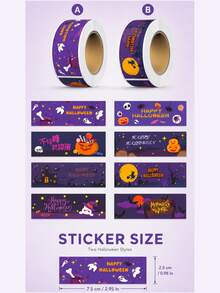1360pcs Cartoon Halloween Sticker Roll For Envelopes Gifts Party And DIY Decor - Multicolor - View 2
