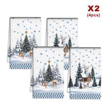 2/4/48pcs Kitchen Dish Cloths, Christmas Snow Scene Double-Sided Pattern Dish Towels, Kitchen Cleaning Rags, Absorbent Lint-Free Holiday Atmosphere Home Use, Multi-Purpose High Absorbency Kitchen Cleaning Towels - Multicolor - View 10
