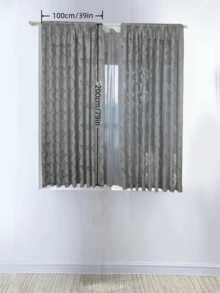1pc Floral-Patterned Sheer Curtains; Lightweight, Gray Semi-Blackout Curtains; Decorative Curtains Suitable For Living Rooms And Bedrooms - Grey - View 7