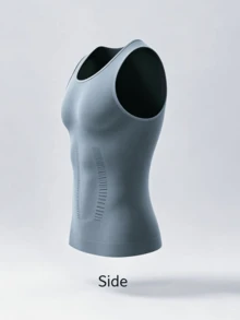 Men's Compression Vest, Chest Binder, Tummy Control, Sleeveless, Breathable, Fitness Sports - Grey - View 7