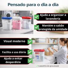 Kit 3 Porta Sabão Com Tampa Plástico Resistente Organização Lavanderia (Cores Sortidas) - Em pó - Visão 2