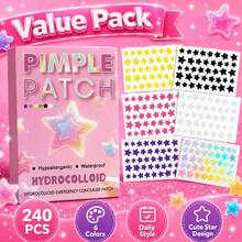 240pcs Star Pimple Patches For Face Hydrocolloid, Absorbing Cover, Tea Tree, Hydrocolloid Acne Patch, Cute Star Pimple - Star - View 3