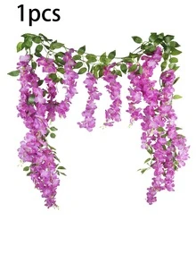 1/2pcs Artificial Wisteria Vine, Durable Plastic Faux Wisteria Flower Garland Hanging Decor, Suitable For Year-Round Wedding Decoration, Indoor/Outdoor Commercial Decoration - Multicolor - View 14