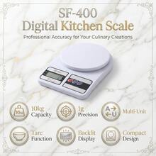 SOKANY 精準 10000g-1g 數位廚房秤 - 附 LCD 顯示螢幕，使用 AAA 電池供電，ABS 材質製成。採用懸掛式設計方便放置，底座附吸盤增加穩定性，適合居家與辦公室使用 - 白色 - 查看 2
