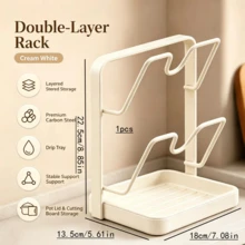 1pc/Kitchen Pot Lid Storage Rack, Made Of Thick Carbon Steel Material, Can Fix The Position Of Pot Lids And Spoons During Cooking. Multi-Functional Kitchen Pot Lid Storage Tool, Equipped With Detachable Drip Tray - Multicolor - View 15