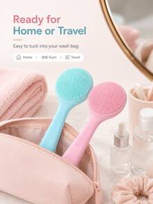 1-Piece Mixed-Color Set – Silicone Facial Cleansing Brush; Manual Exfoliating Brush; Reusable; For Removing Makeup Residue And Blackheads, And For Facial Massage. - Multicolor - View 7