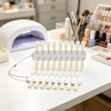 1pc 24/36 Colors Transparent Nail Art Practice Nail Tips Color Card With Chain, Fragrance-Free Nail Color Palette Sample Sticks, Practice Fake Nails Display Board, Natural Nail Color Card, Suitable For Salon - Multicolor - View 11