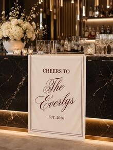 Custom Unique Eternal Wedding Welcome Sign, Fabric Bar Menu Banner, Personalized Name & Date, Romantic Ceremony Gift, Signature Drinks - Multicolor - View 7