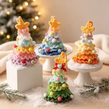 Handmade Crochet Christmas Tree Ornament, Cute Plush Knitted Mini Xmas Tree Hanging Charm, Car Rearview Mirror Pendant, Holiday Home Room Decor Festive Gift - Multi-color - View 1