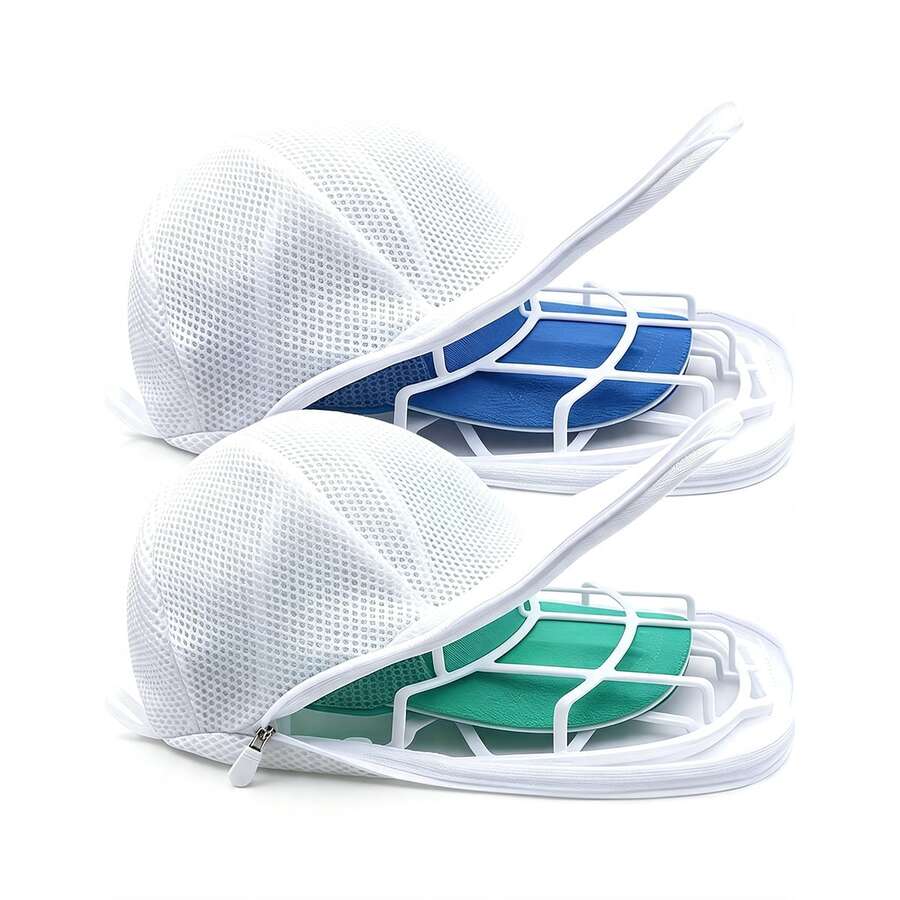 1/2pcs (White Cleaning Cloth + Holder) Hat Washing Bag, Anti-Deformation Hat Protector Bag, Washing Machine Hat Washing Tool, Baseball Cap/Baseball Cap Washing Rack, Suitable For Cleaning Various Hats