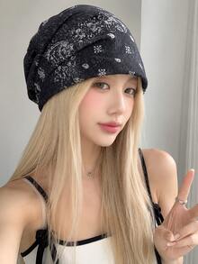 Vintage Paisley Cashew Flower Thin Beanie Hat For Women, Summer Breathable Headwrap Cap, Niche Design, Face-Slimming Pull-On Hat - Multicolor - View 3