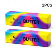 Realistic Colorful Rectangular Butter Stick Squeeze Toy, Rainbow Multi-Color Set Slow Rebound Sensory Stress Relief Toy, Funny Prank Gift, Perfect Gift For Holidays, Birthdays, Christmas And Parties. - Multicolor - View 16