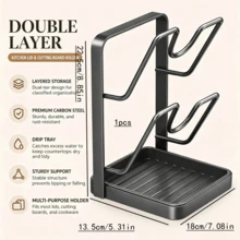 1pc/Kitchen Pot Lid Storage Rack, Made Of Thick Carbon Steel Material, Can Fix The Position Of Pot Lids And Spoons During Cooking. Multi-Functional Kitchen Pot Lid Storage Tool, Equipped With Detachable Drip Tray - Multicolor - View 13