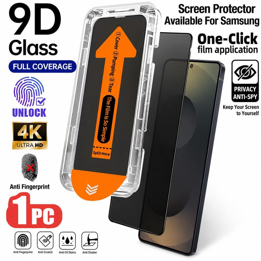 CASECOPS 1片隱私鋼化玻璃螢幕保護貼,自動除塵,相容 Galaxy S25 6.2"/17 Pro Max 6.9",全螢幕防窺鋼化玻璃膜,無氣泡,易安裝,9H 硬度,附安裝套件,相容手機殼,相容 Galaxy S25 Ultra S24+ S23 S22 系列(需重新註冊指紋)/17 Pro/16 Pro Max/15 Pro/14/13/12/11 系列 - 1Pack - 查看 1