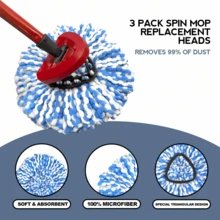 1件 O-Ceda RinseClean 旋轉拖把替換頭，超細纖維旋轉拖把補充頭，易清潔拖把頭替換 - 多色 - 查看 1