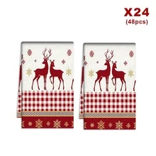 2/4/48入廚房抹布,聖誕紅鹿雪花格紋廚房抹布,節日氛圍抹布,廚房清潔桌面裝飾多用途布,多用途高吸水性廚房清潔毛巾 - 彩色 - 查看 10