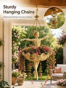 Ballerina Shaped Hanging Planter, Elegant Dancer Design Hanging Flower Pot, Decorative Hanging Basket, Suitable For Porch, Patio, Garden, Outdoor Seasonal Yard Decoration - Multi-color - View 3
