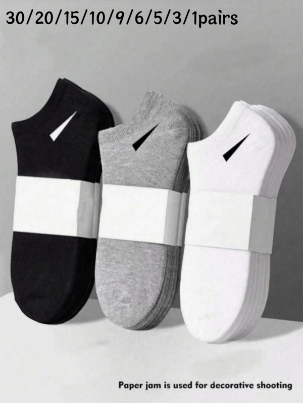 30/20/15/10/9/6/5/3/1 Pasang Kaos Kaki Unisex Pria dan Wanita, Kaos Kaki Olahraga, Kaos Kaki Pendek Putih/Hitam/Abu-abu, Kaos Kaki Pendek Nyaman dengan Pola Garis Diagonal, Menyerap Keringat, Bernapas, Kaos Kaki Pasangan Minimalis Klasik Serbaguna, Cocok untuk Pemakaian Kasual Sehari-hari